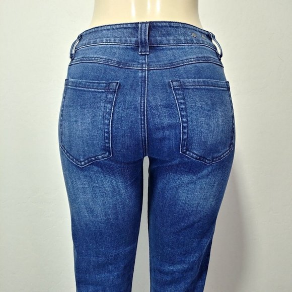 Cabi Straight Blue Jeans 3750 Tuxedo Side Stripe Distressed Women's Size… - Picture 8 of 13